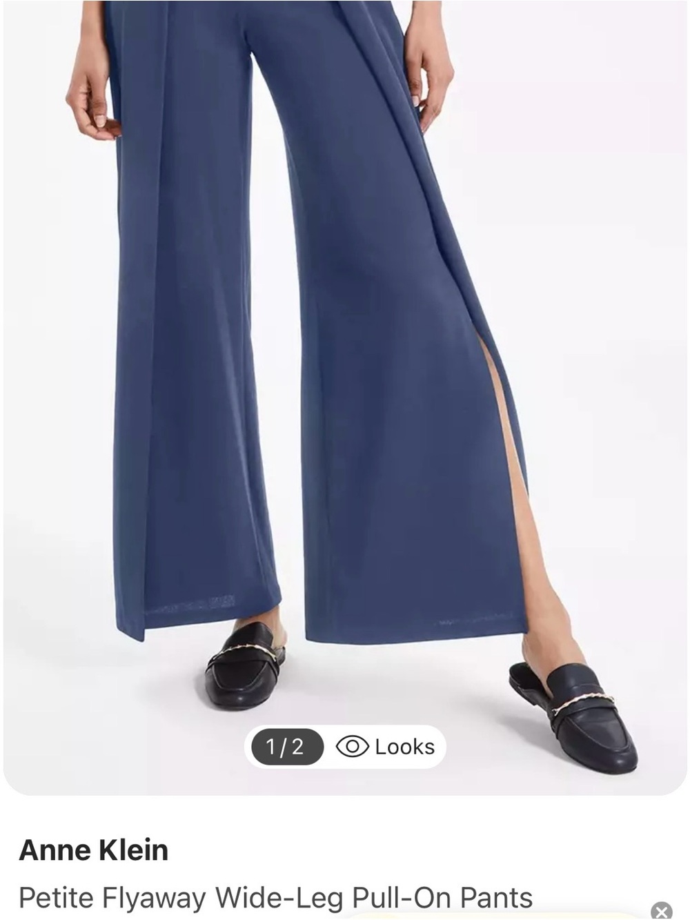 Wide-Leg Split Overlay Pants in Slate Blue